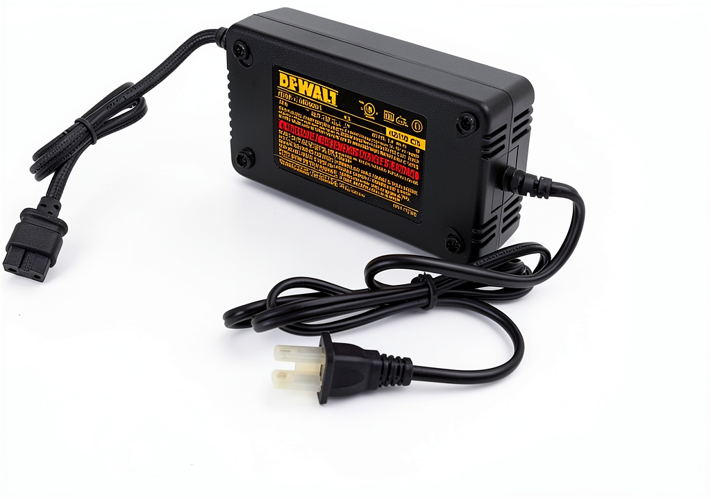 Installing DeWalt N557514 Power Supply 120V DCC020i Inflator on a wooden desk
