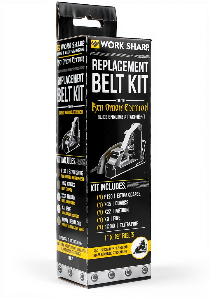 Work Sharp Blade Grinding Belt Kit displayed with grit labels