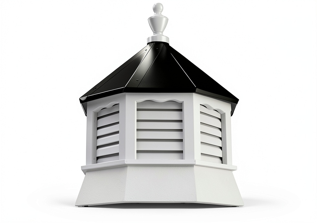 Installing Accentua Cupola White Black Roof Louvered on a wooden workbench
