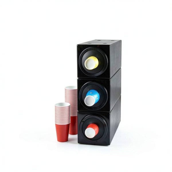 Cup Dispenser CMI Black Stackable Compact Design-2