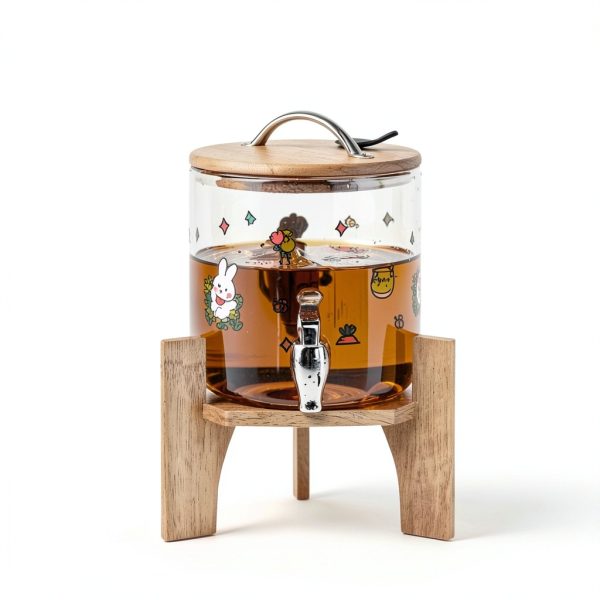 Bamboo Wood Base for Beverage Dispensers EcoBase Chrome Stabilizer-7