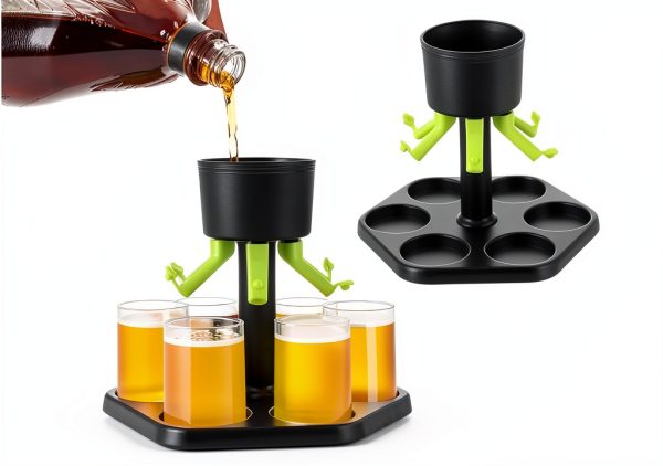 TSKVT Shot Dispenser Set Liquor Decanter with 6 Hex Glasses TSKVT002-4