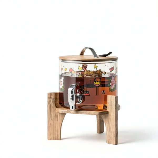 Bamboo Wood Base for Beverage Dispensers EcoBase Chrome Stabilizer-5