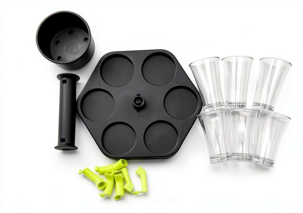 TSKVT Shot Dispenser Set Liquor Decanter with 6 Hex Glasses TSKVT002-2