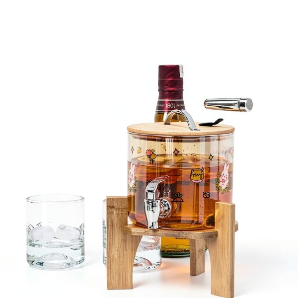 Bamboo Wood Base for Beverage Dispensers EcoBase Chrome Stabilizer-2