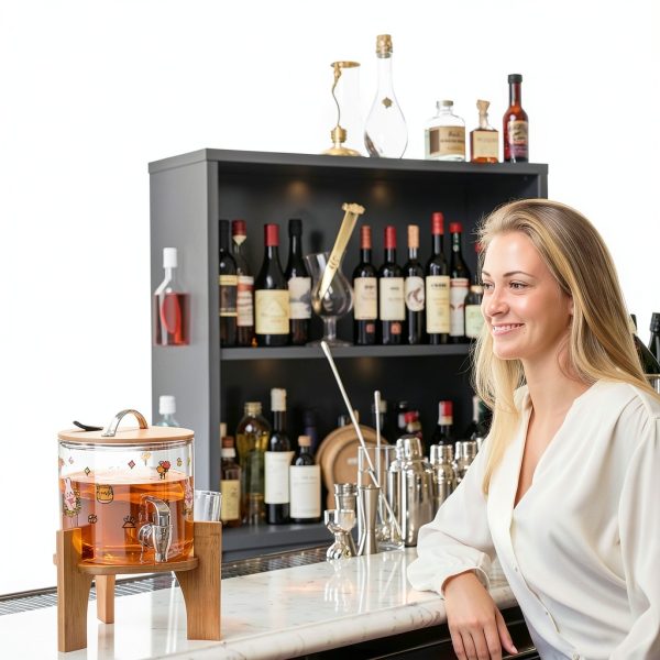 Bamboo Wood Base for Beverage Dispensers EcoBase Chrome Stabilizer-6