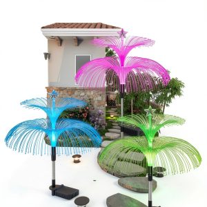 Solar Garden Lights 7 Color Changing Double Jellyfish Weepong Lights-0