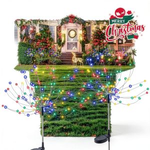 Garden Decor Solar Lights Outdoor,120LED Waterproof Colorful Solar Garden Lights for Christmas, Halloween Decoration,Yard, Patio, Porch,Flower Pot,Pathway (2Pack)-0
