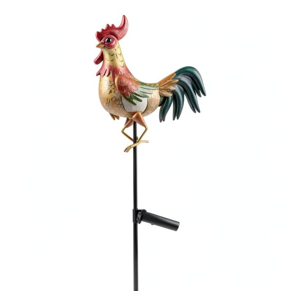 Rooster Solar Light Outdoor Garden Statue by Tryme Metal Warm White-8